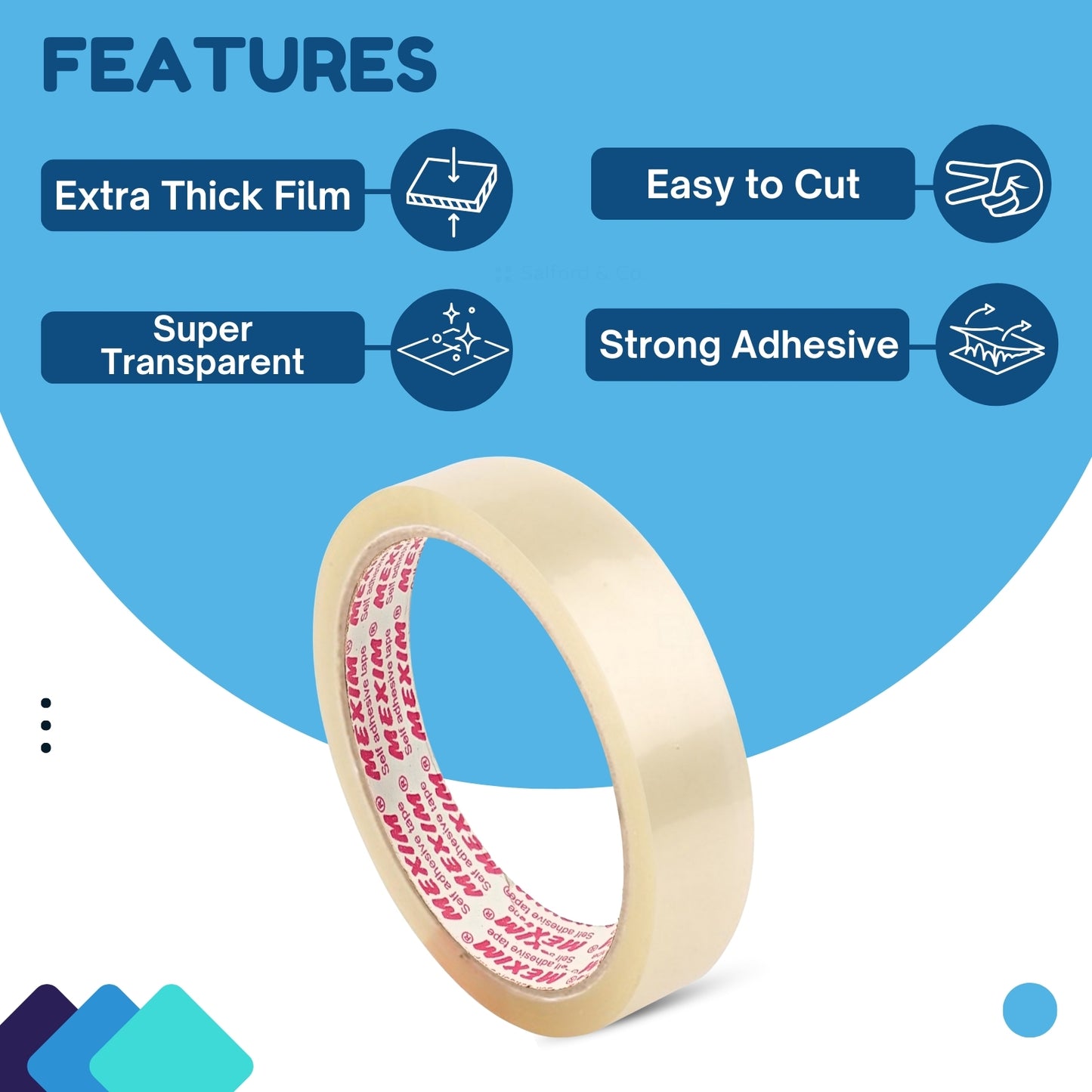 Mexim Red BOPP Packaging Tapes 18mm X 65 meters, 43 micron, Transparent, High Strength Self Adhesive Box Packing Tape (Copy)