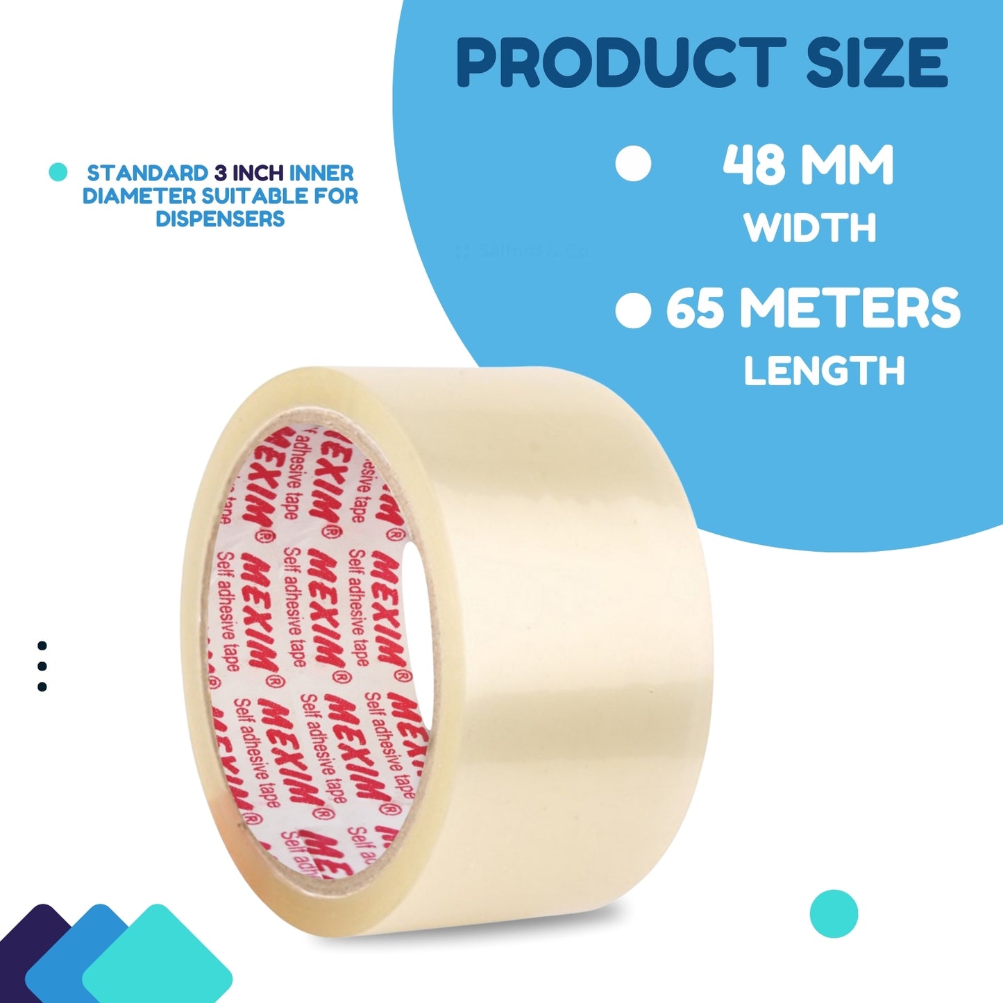 Mexim Red BOPP Packaging Tapes 48mm X 65 meters, 43 micron, Transparent, High Strength Self Adhesive Box Packing Tape