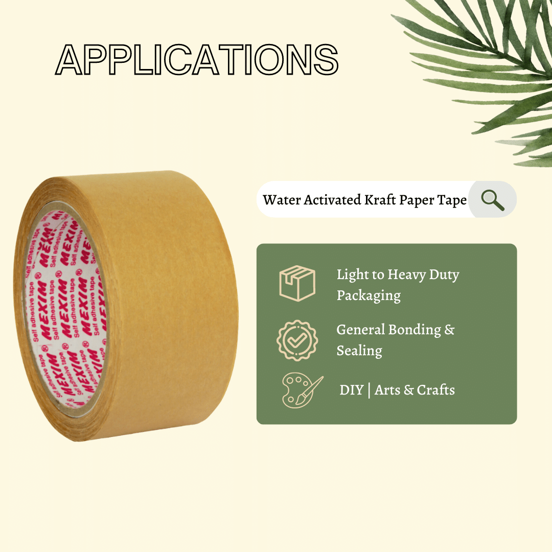 Water Activated Tape Brown Plain - 50 meters | Box Packaging | Tamper Proof Packing