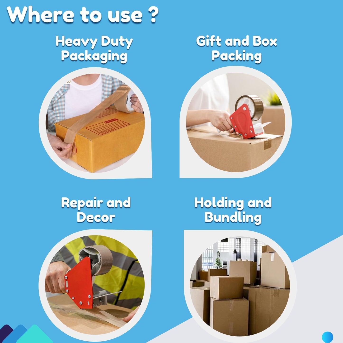 Mexim Blue BOPP Packaging Tapes 48mm X 65 meters, 50 micron, Brown, High Strength Self Adhesive Box Packing Tape