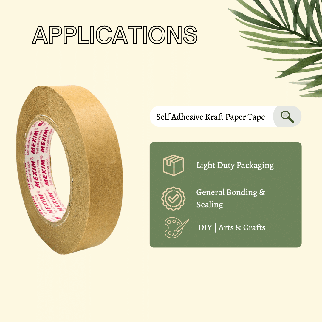 Self Adhesive Eco-Friendly Kraft Paper Tape - 50 meters | Easy to Apply | Used for Box Packaging